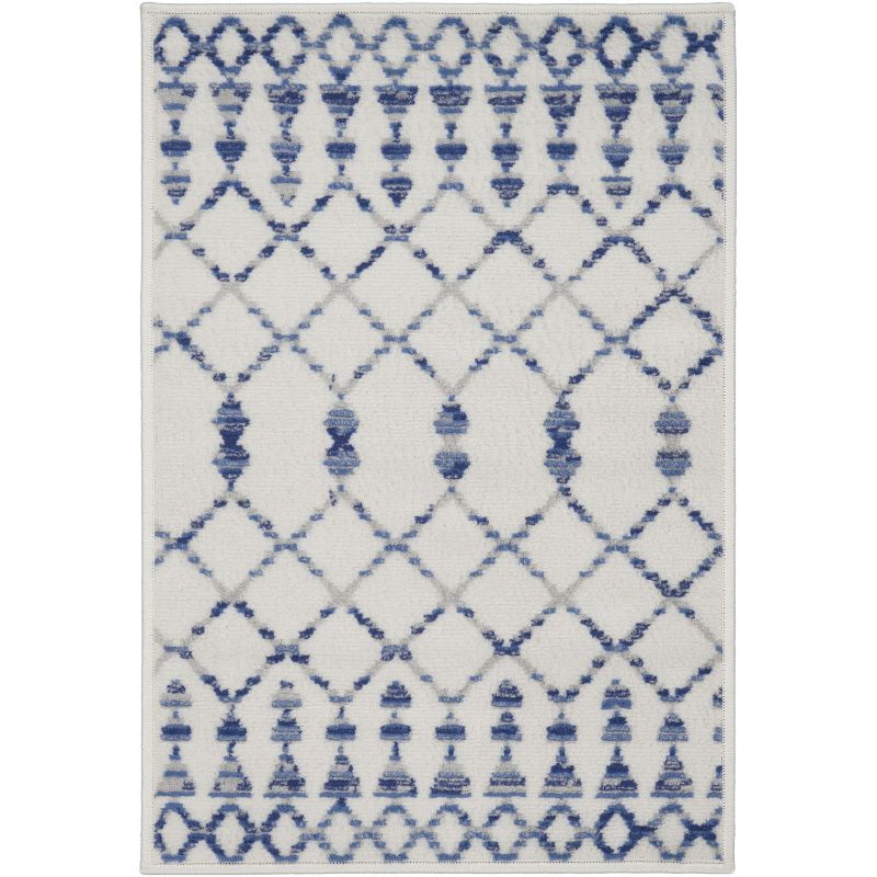 Bohemian Ivory Geometric Flat-Woven Synthetic Area Rug 2' x 3'