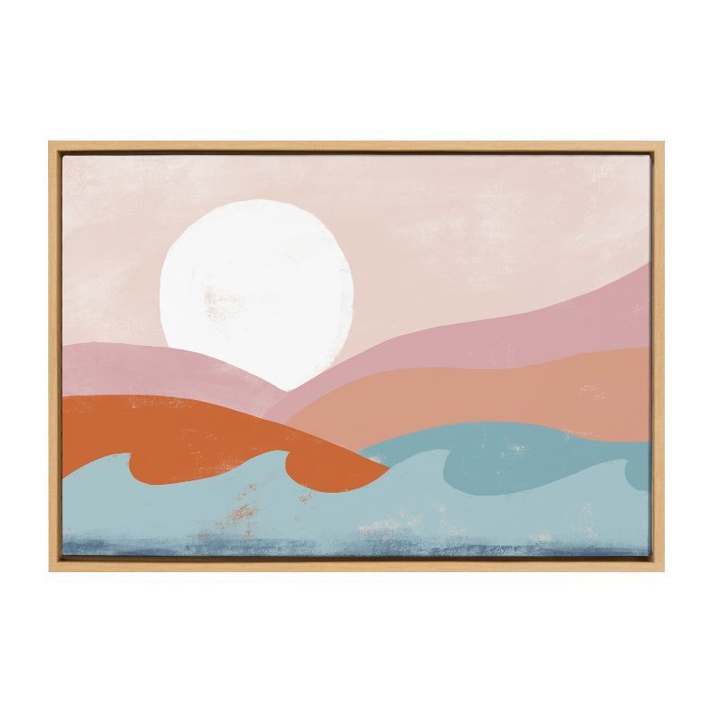 Endless Summer Horizontal Sunset Canvas Print with Natural Frame