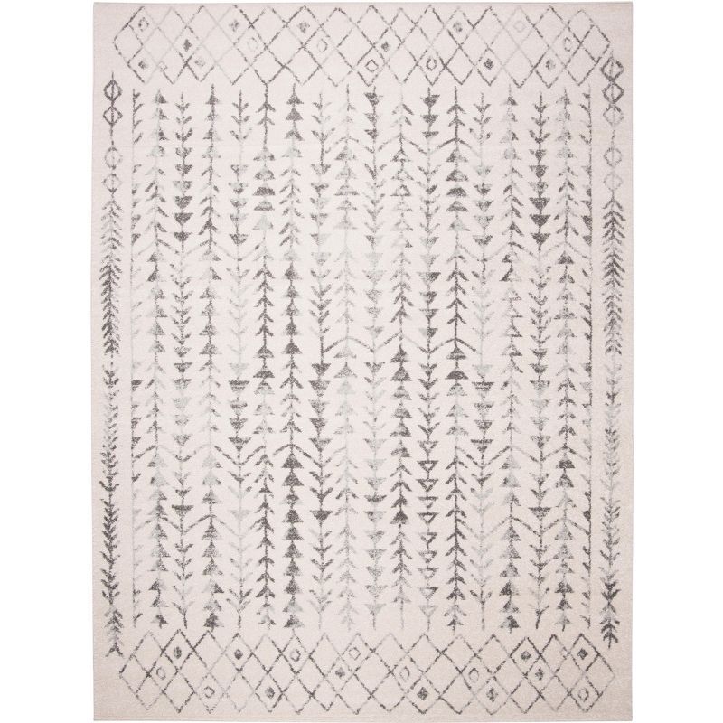 Bohemian Bliss Ivory & Grey Hand-Knotted 8' x 10' Synthetic Area Rug