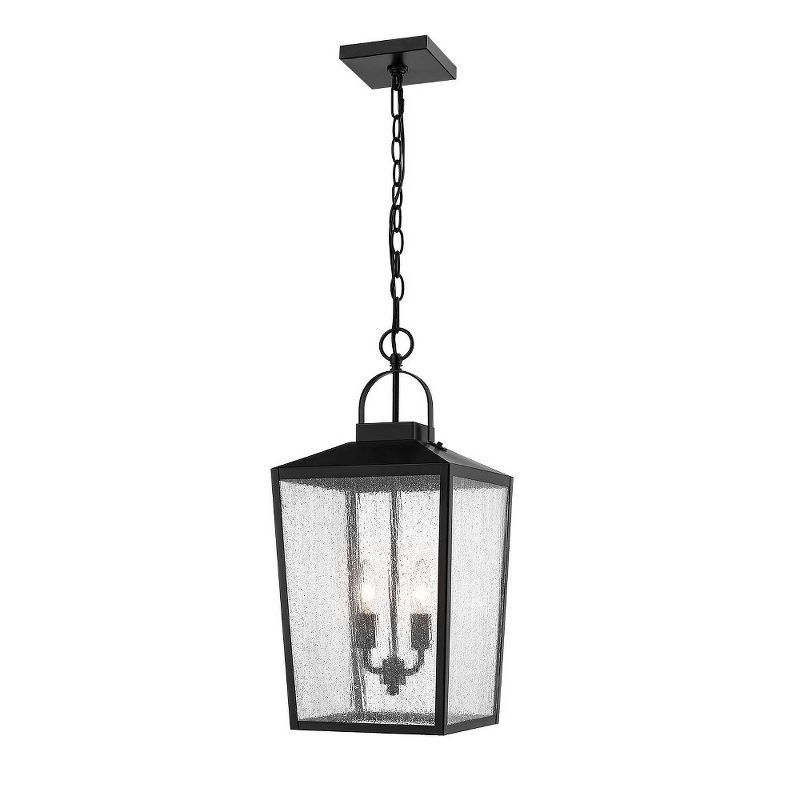 Black Powder Coat Glass Outdoor Hanging Lantern