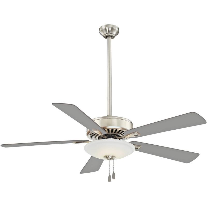 Polished Nickel 52" Ceiling Fan with Frosted White Glass Light
