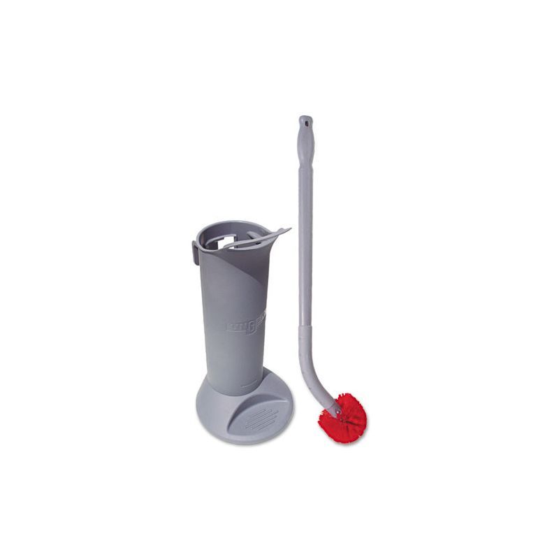 Gray Ergonomic Toilet Brush with Holder and Replaceable Heads