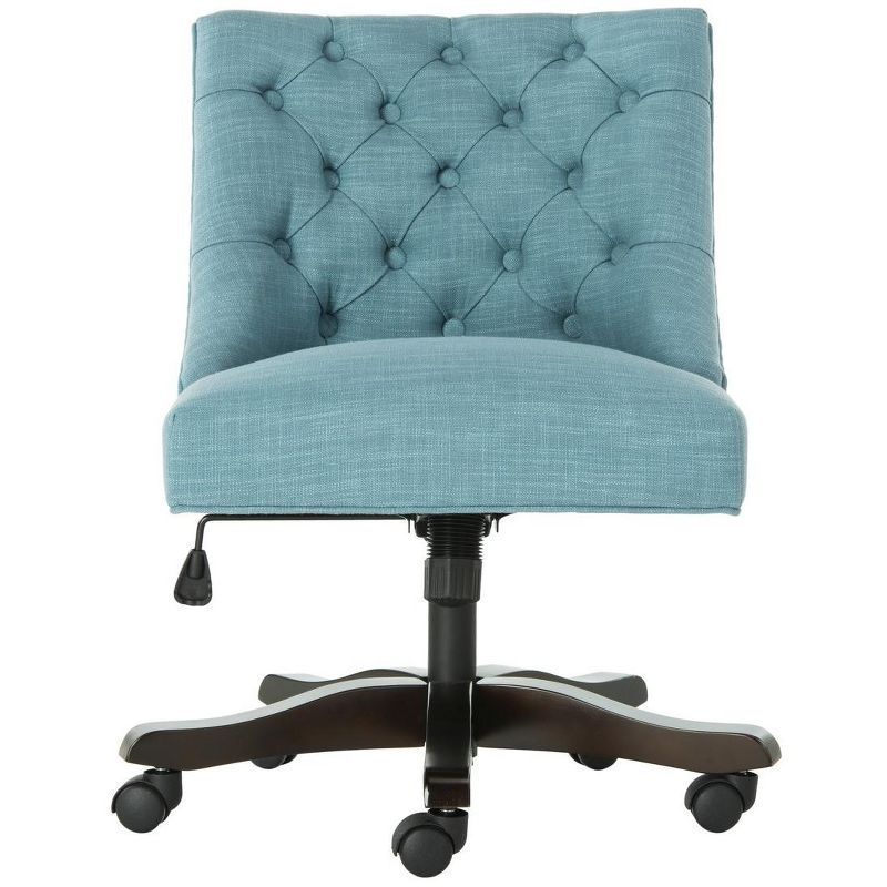 Soho Transitional Blue Wood Task Chair with Tufted Detail