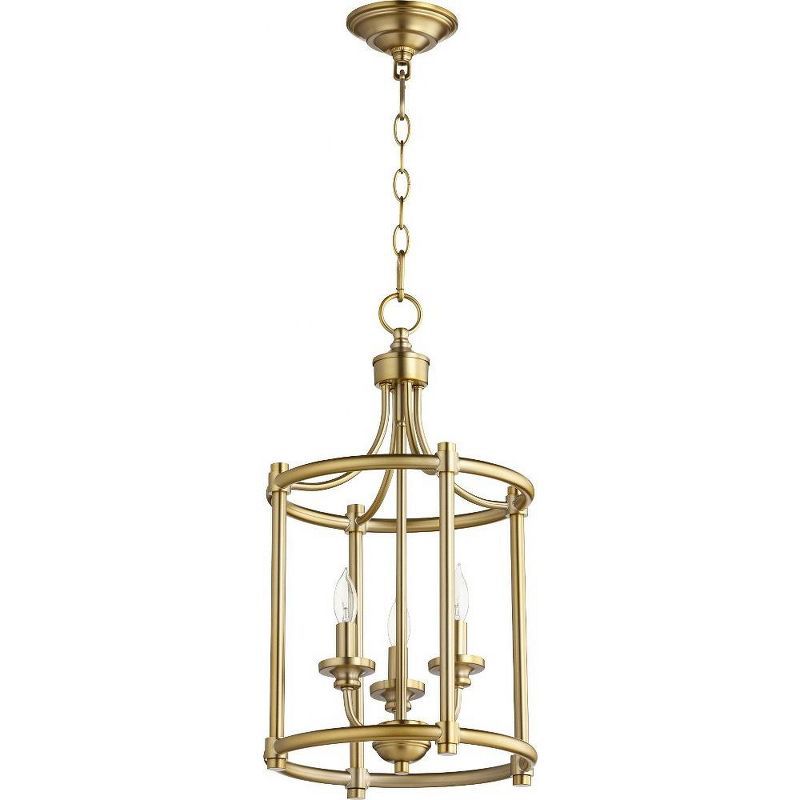 Elegant Aged Brass 3-Light Taper Candle Chandelier with Crystal Accents