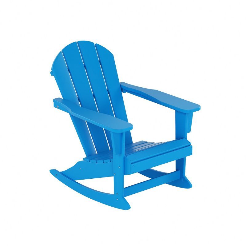 Pacific Blue Alloy Steel Slat Back Outdoor Rocking Chair