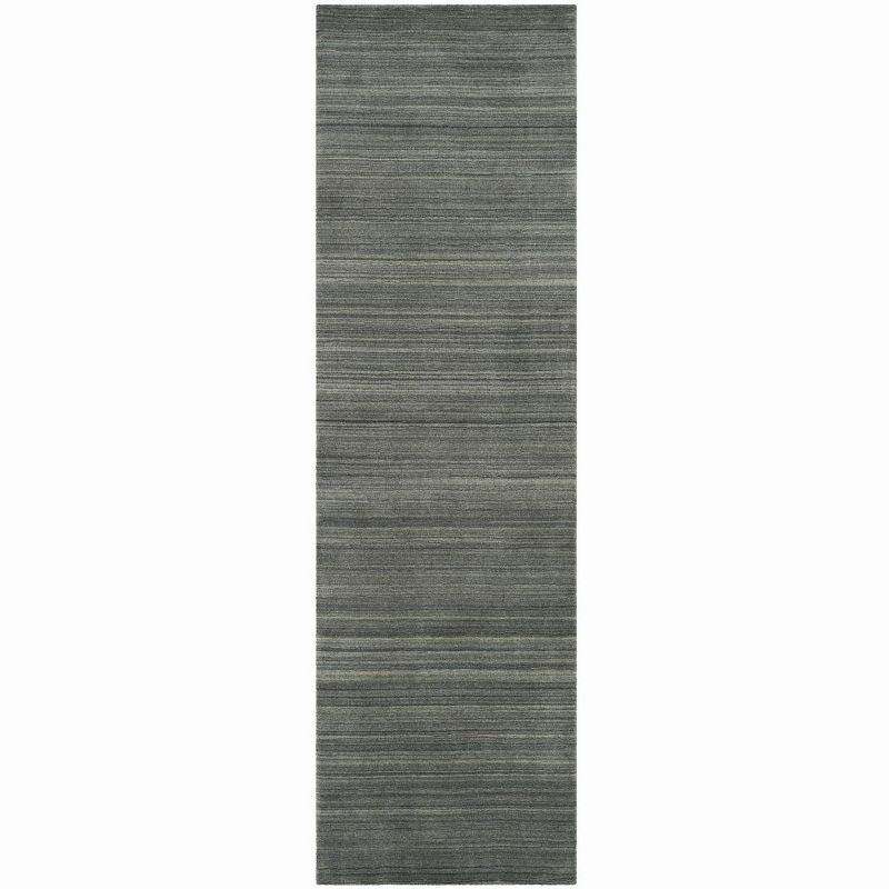 Slate Blue Hand-Knotted Wool Runner Rug - 2'3" x 8'