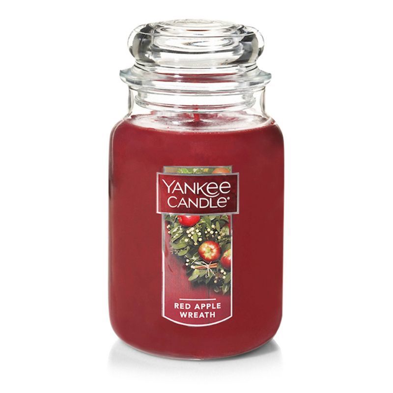 Red Apple Wreath Large Glass Jar Candle 22oz