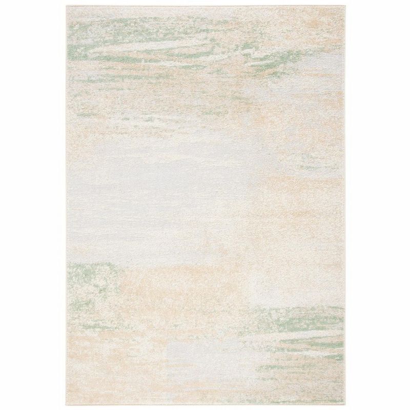 Ivory and Gold Abstract Hand-knotted Medium Area Rug