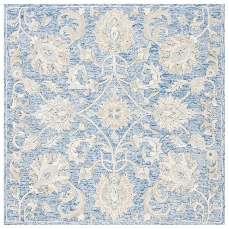 Hand-Tufted Elegance Blue Wool 6' Square Area Rug