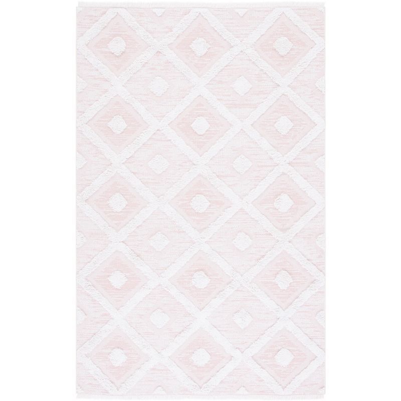 Augustine 4' x 6' Pink and Ivory Flat Woven Synthetic Area Rug