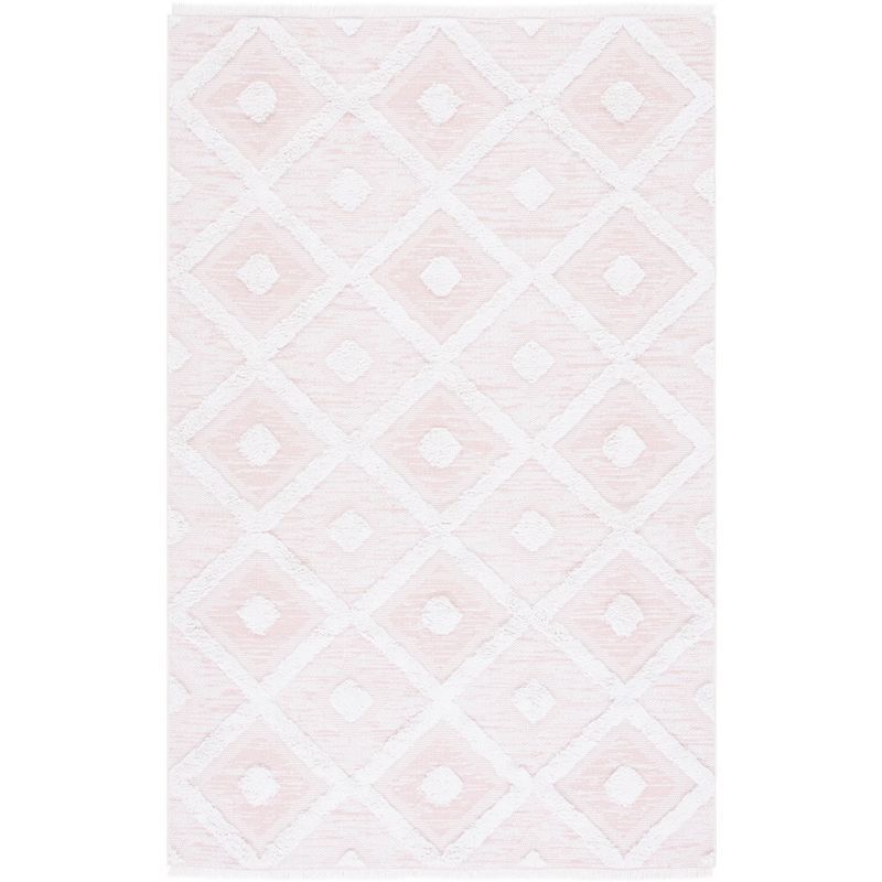 Augustine 4' x 6' Pink and Ivory Flat Woven Synthetic Area Rug