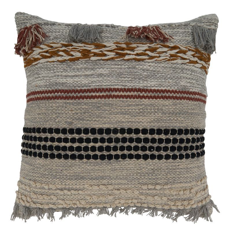 Fringe Woven Multicolor Cotton Decorative Pillow Cover