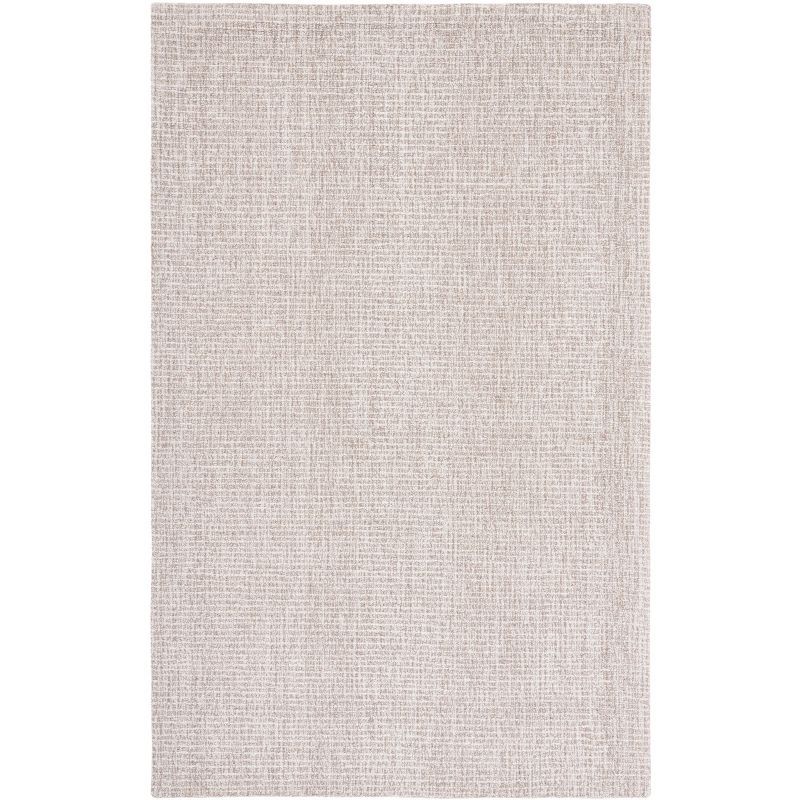 Ivory and Grey Abstract Handmade Wool Area Rug, 4' x 6'