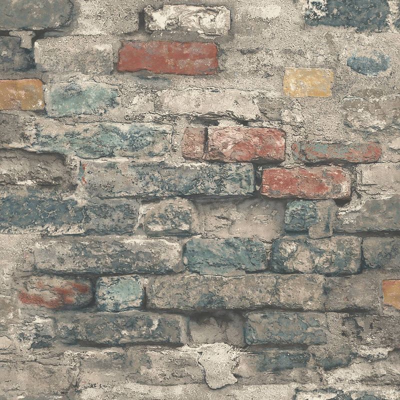 Blue and Gray Brick Peel and Stick Wallpaper