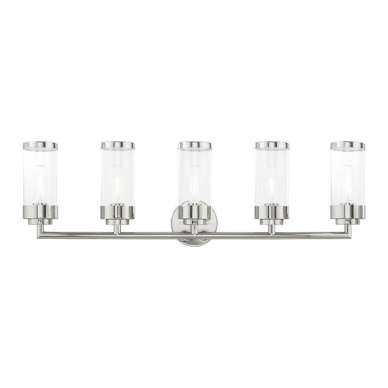 Hillcrest Polished Chrome 5-Light Vanity with Clear Glass Shades