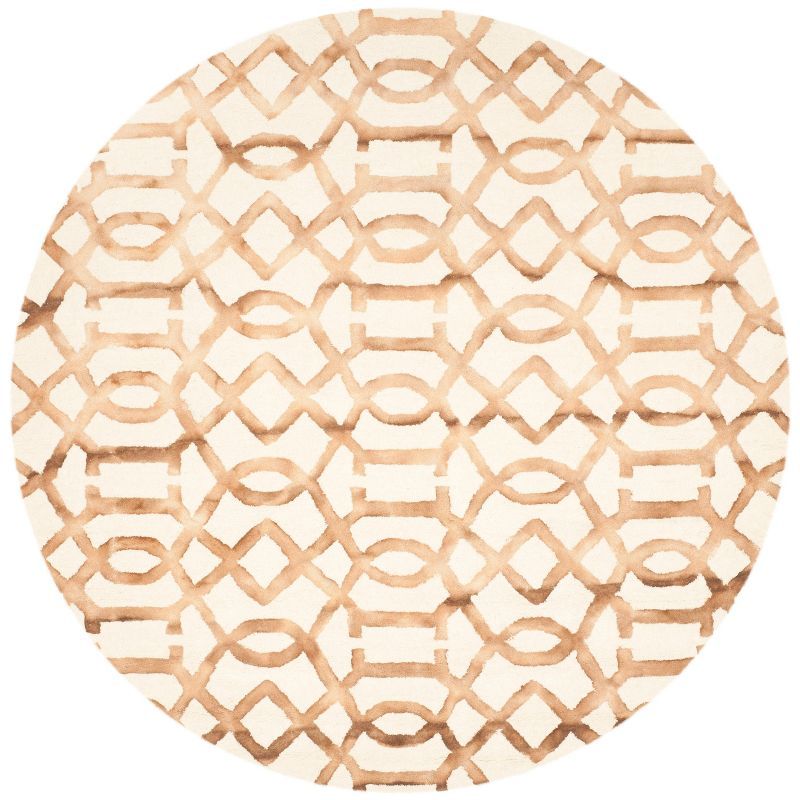 Elysian Off-White & Camel Hand-Tufted Wool Round Rug - 7'