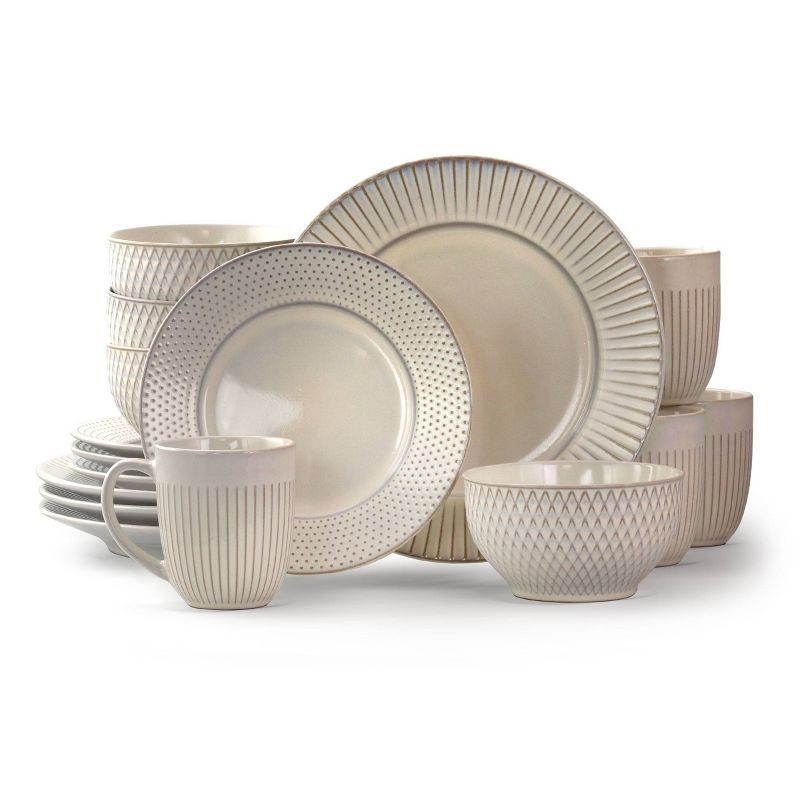 16-Piece White Ceramic Modern Dinnerware Set