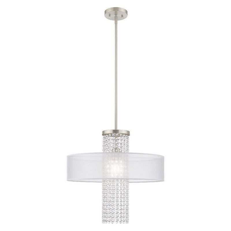 Bella Vista Brushed Nickel 1-Light Crystal Pendant Chandelier