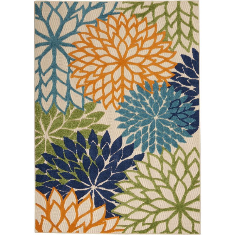 Multicolor Floral Synthetic Rectangular Area Rug 4' x 6'