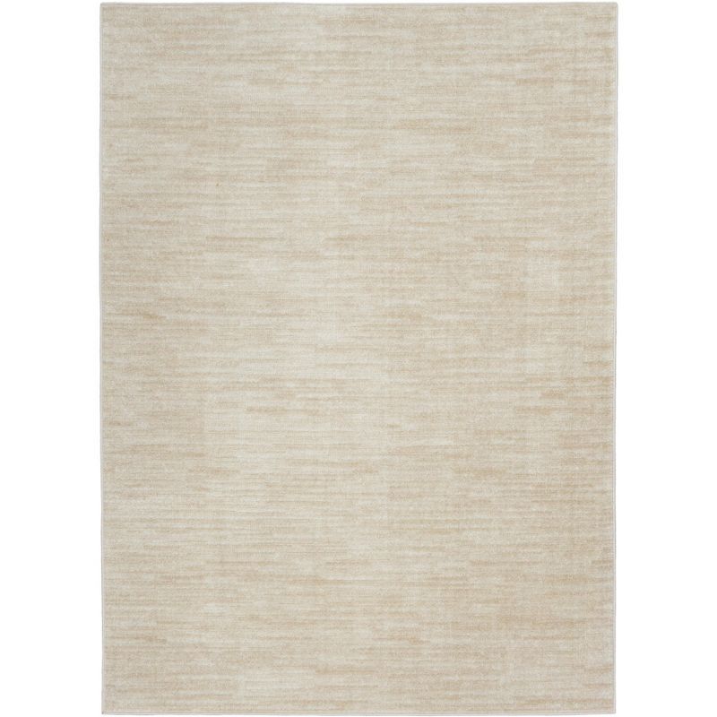 Ivory Beige Synthetic 5' x 7' Easy-Care Rectangular Area Rug