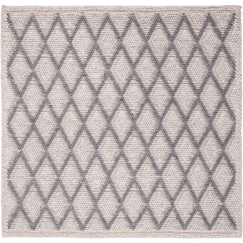 Handwoven Gray Square 6' Wool & Viscose Mosaic Rug