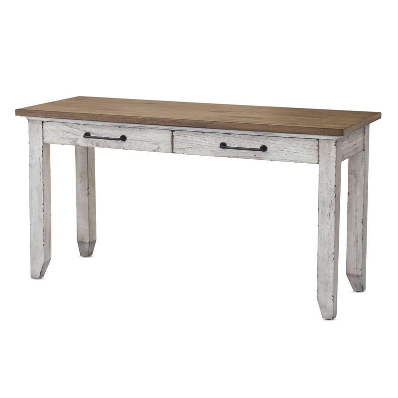 Rustic Ivory and Honey Two-Drawer Sofa Table