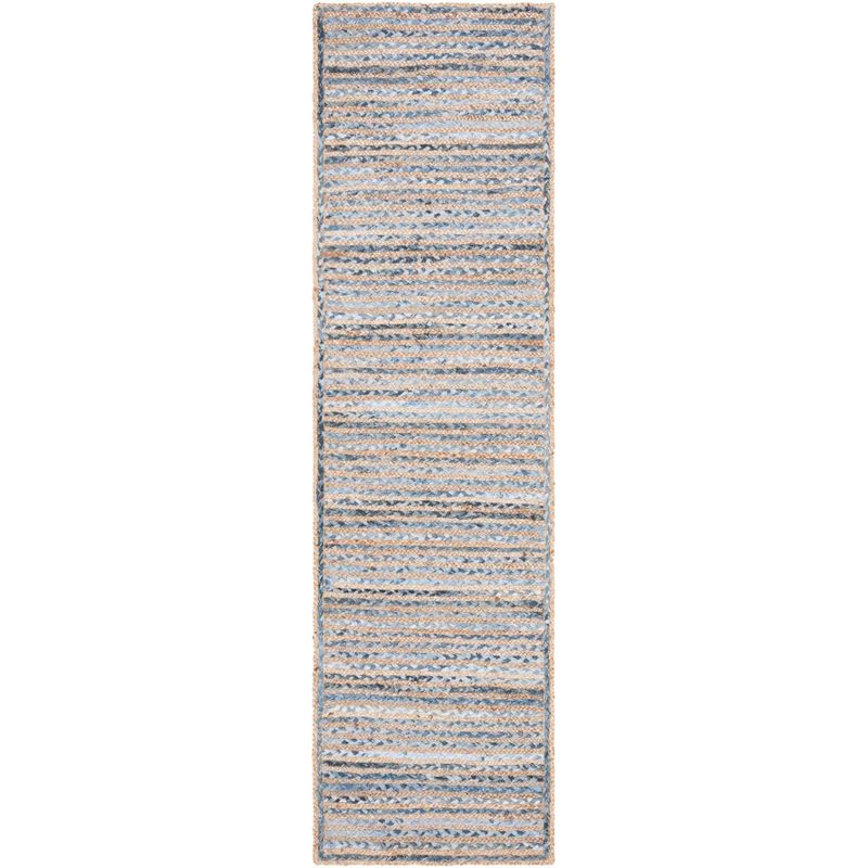 Cape Cod Blue and Natural Jute Handwoven Runner Rug