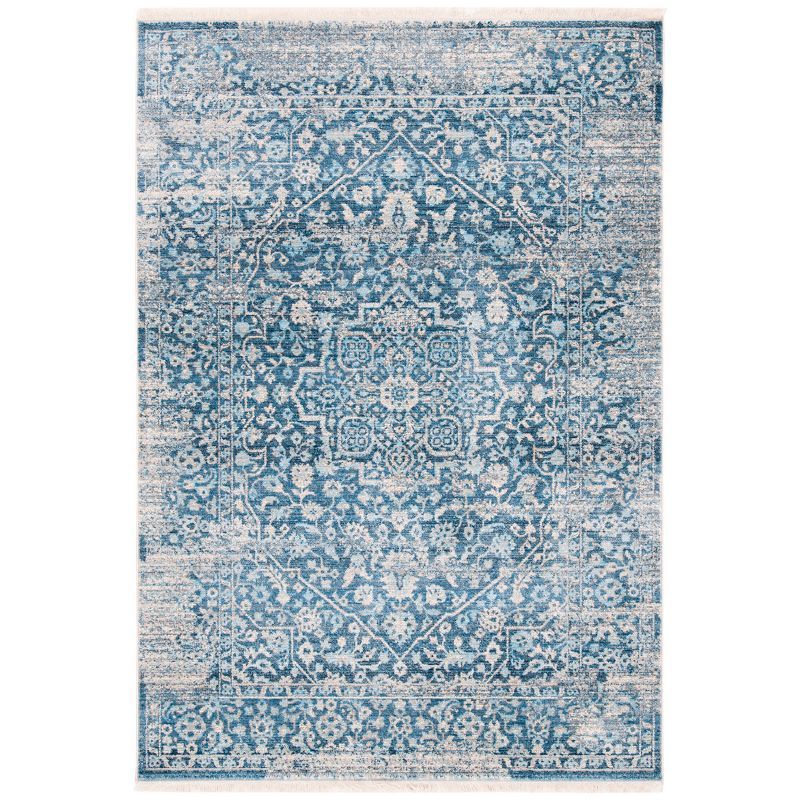 Hand-Knotted Blue Synthetic Vintage Persian Rug 2' 6" x 4'