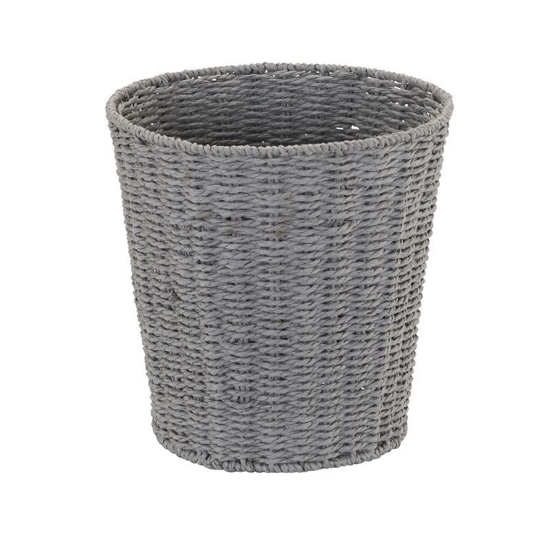 Gray Woven Paper Rope Waste Basket with Metal Frame