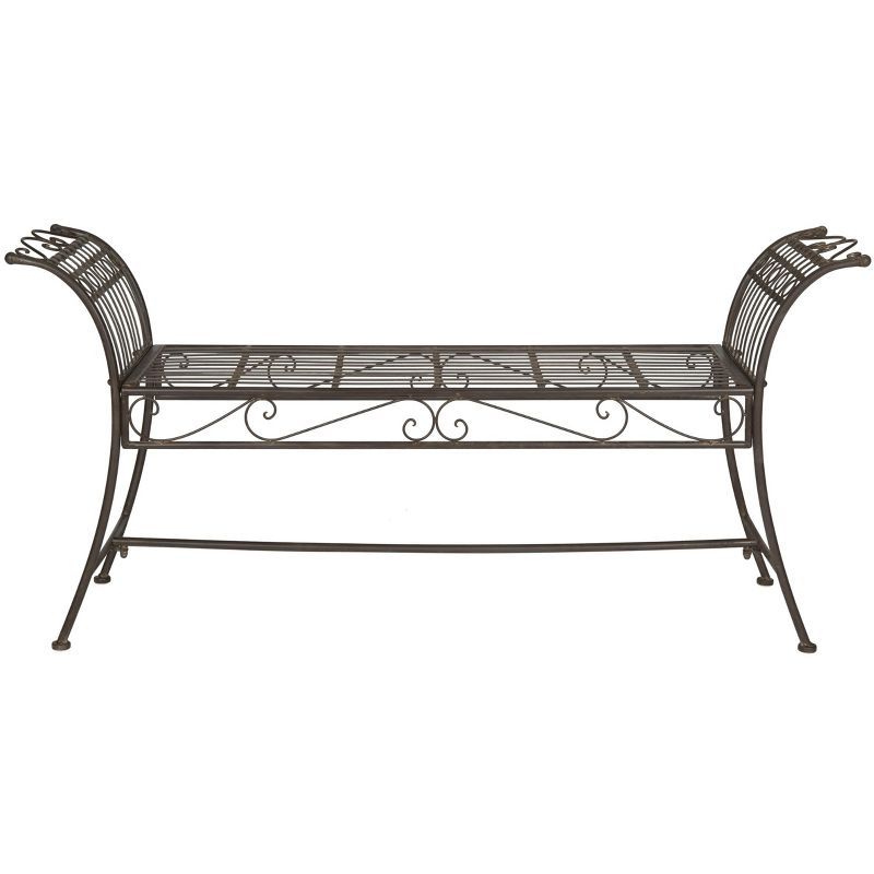 Hadley 56'' Rustic Brown Iron Outdoor Garden Bench