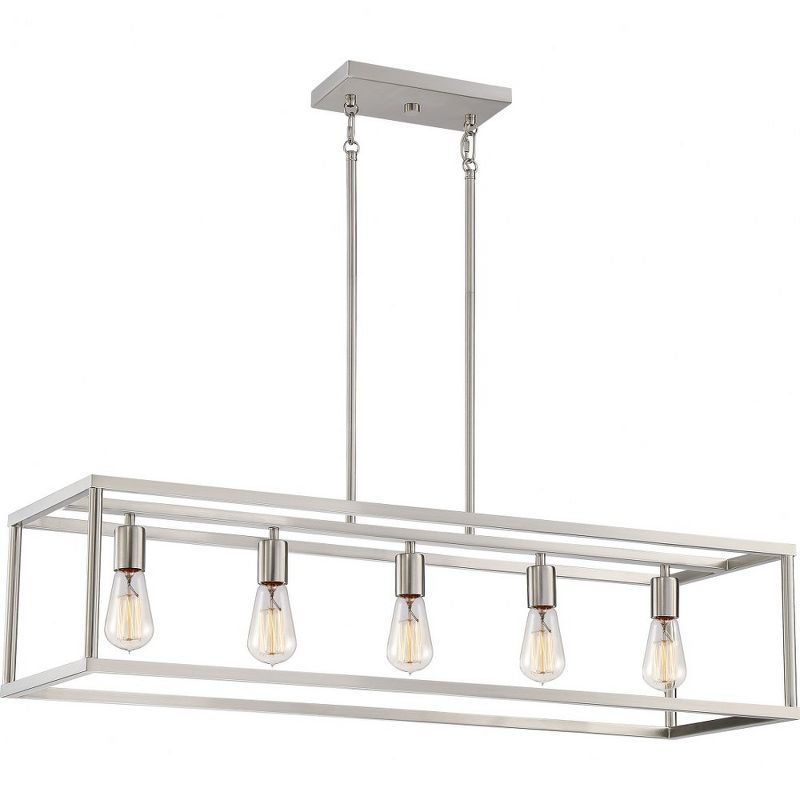 New Harbor 38" Transitional Brushed Nickel 5-Light Chandelier