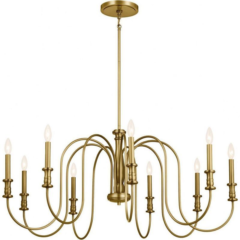 Karthe 42" 9-Light Natural Brass Candle Chandelier