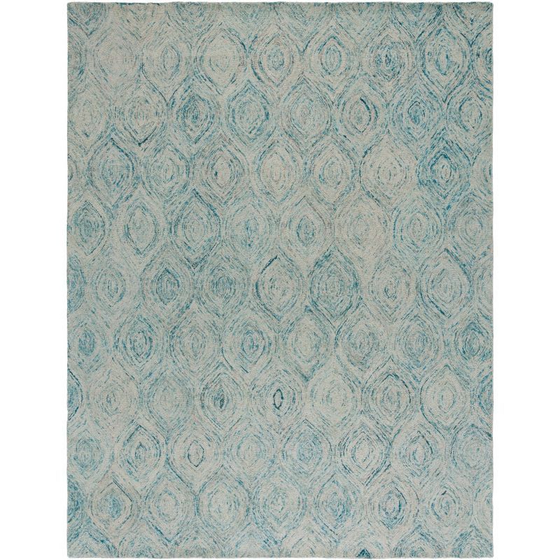 Coastal Breeze Ivory and Sea Blue Hand-Tufted Wool Round Rug