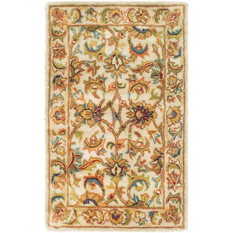 Ivory Hand-Tufted Wool Rectangular Area Rug 2' x 3'