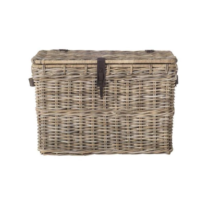 Gray Woven Kubu Rattan Trunk Organizer with Faux Leather Straps