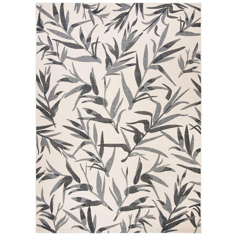 Beige and Anthracite Rectangular Synthetic Indoor/Outdoor Area Rug