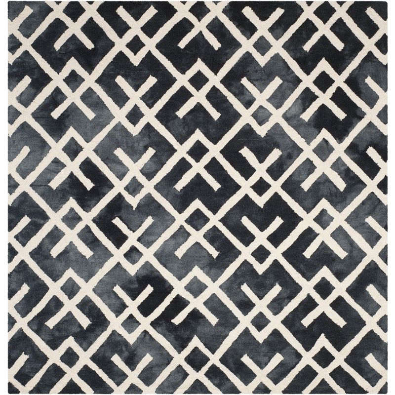 Graphite and Ivory Hand-Tufted Wool Square Area Rug