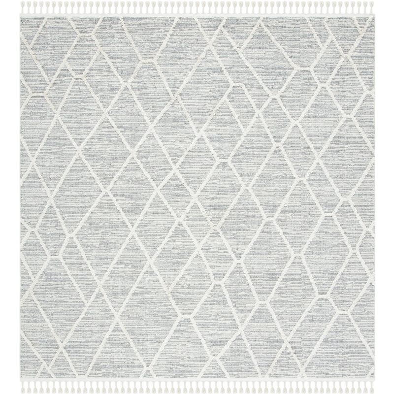 Handmade Gray Wool and Synthetic Square Area Rug