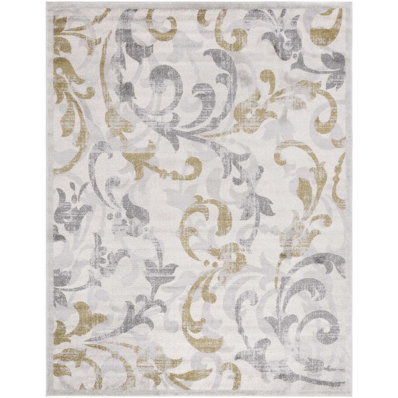 Ivory and Light Grey 8' x 10' Synthetic Area Rug