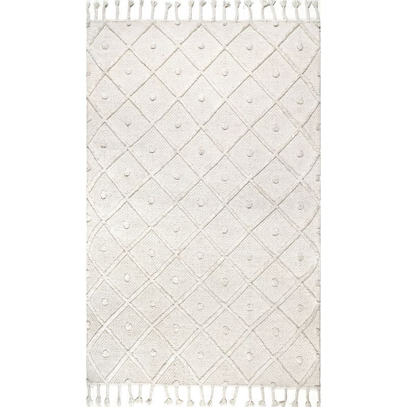 Ivory Trellis Braided Wool 3' x 5' Handmade Rug