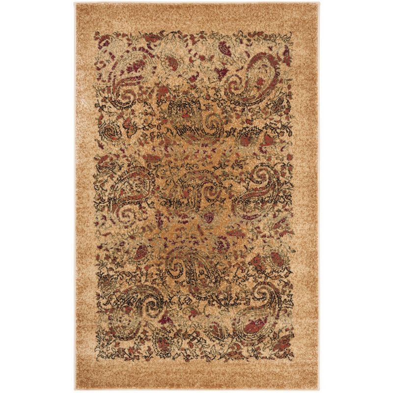 Beige and Multicolor Traditional Paisley Area Rug