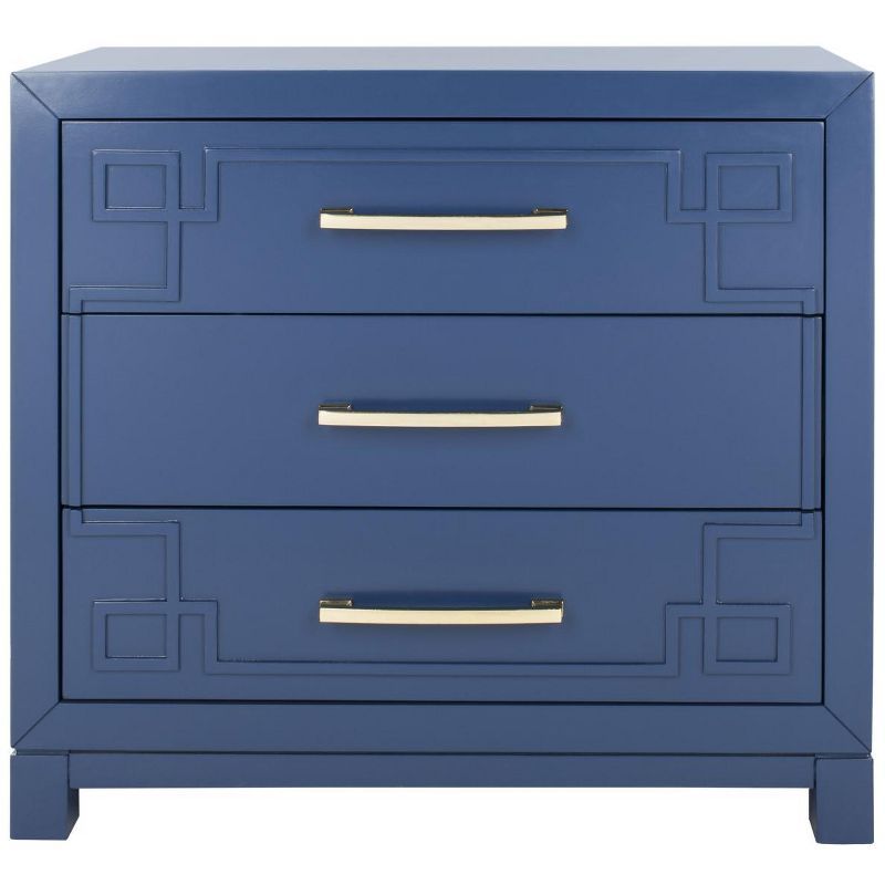 Lapis Blue and Gold Modern 3-Drawer Night Table