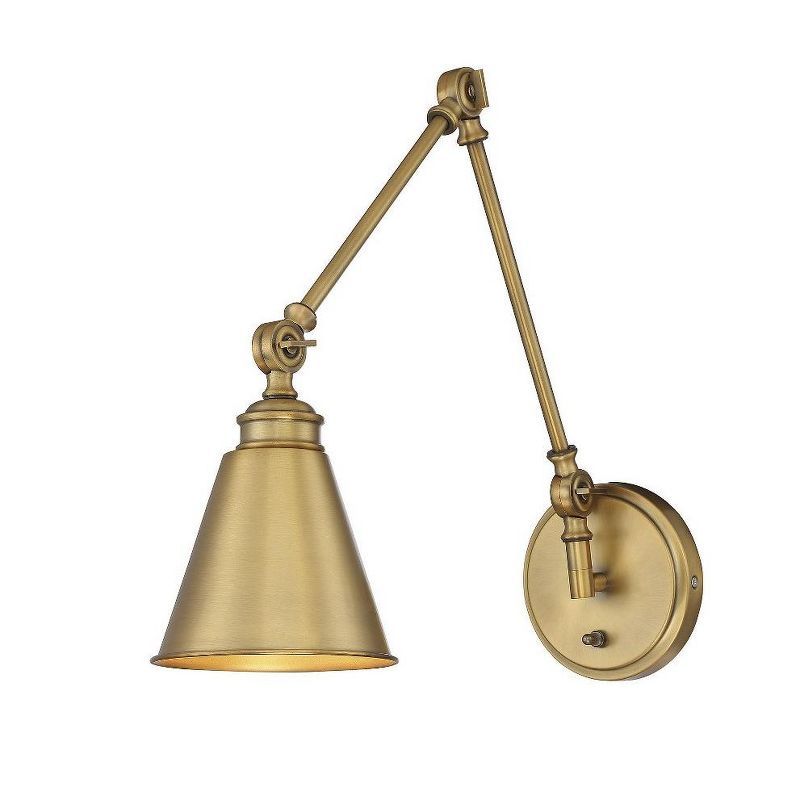 Morland Adjustable Wall Sconce in Warm Brass with Dimmable Light