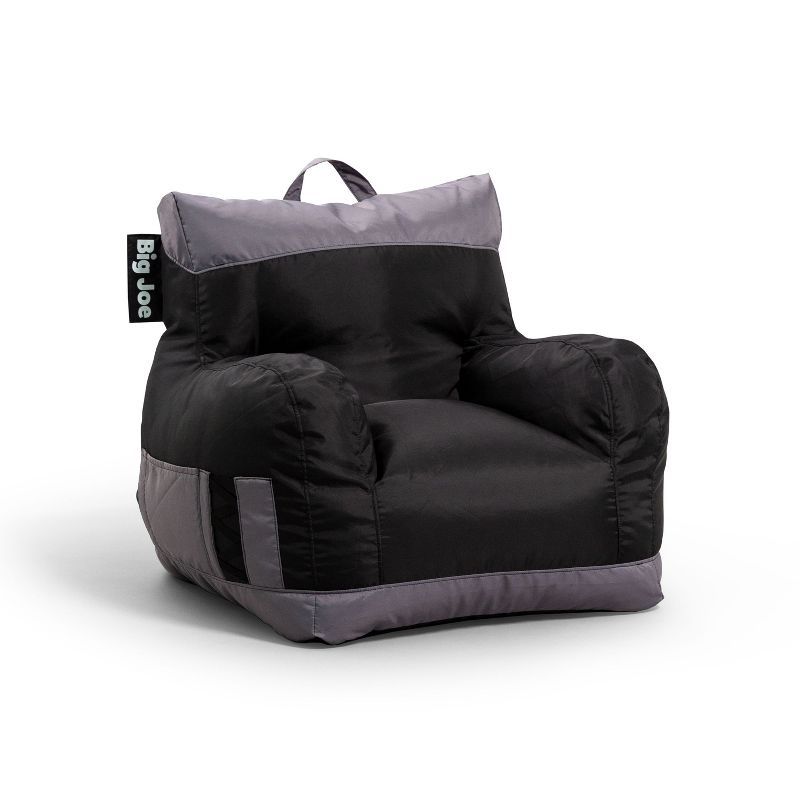 Two Tone Black Polyester Bean Bag Chair with Drink Holder and Pocket