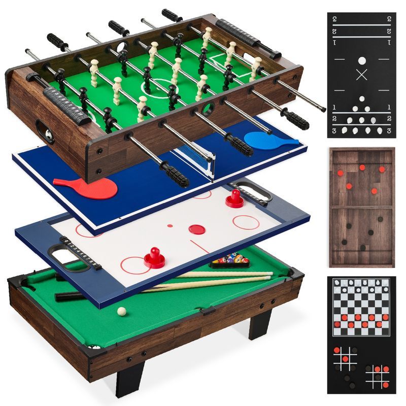 Dark Wood 11-in-1 Kids Combo Game Table Set