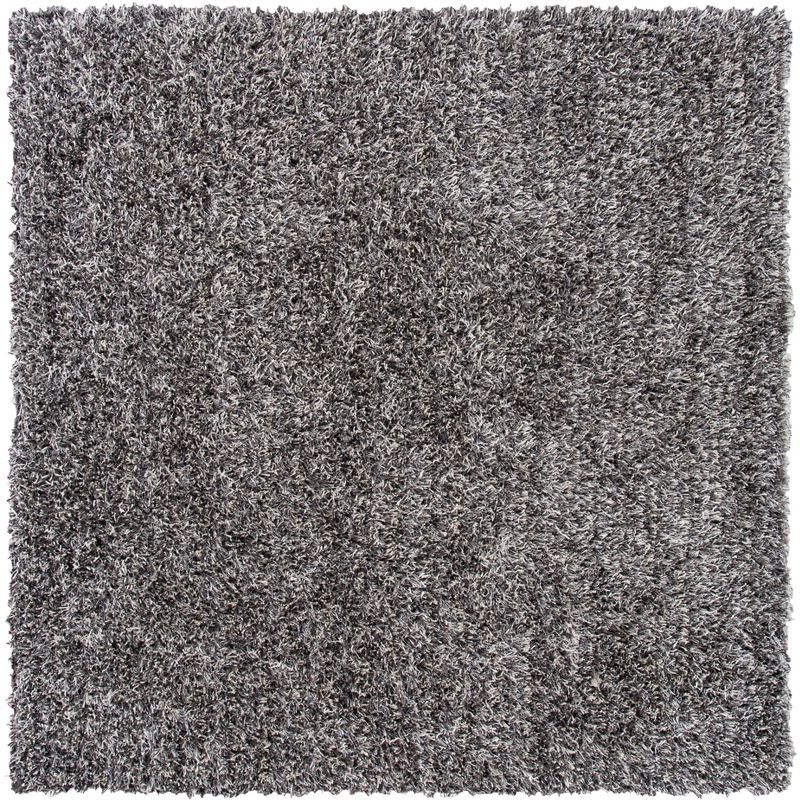 Platinum Ivory Luxe Shag 7' Square Area Rug, Hand-Tufted Wool Blend