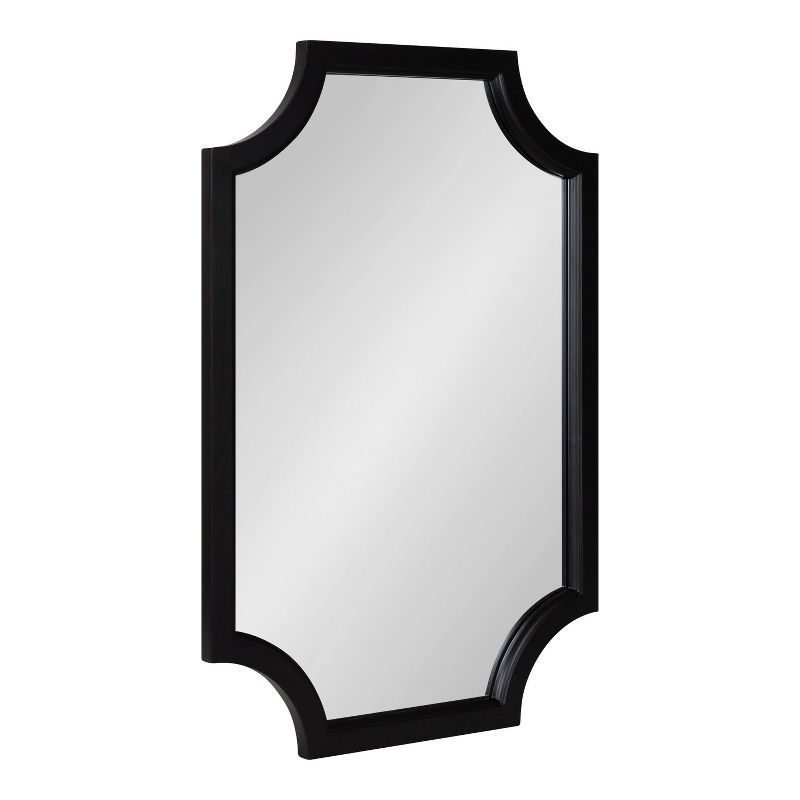 Sleek Black Scalloped 23"x33" Wooden Wall Mirror