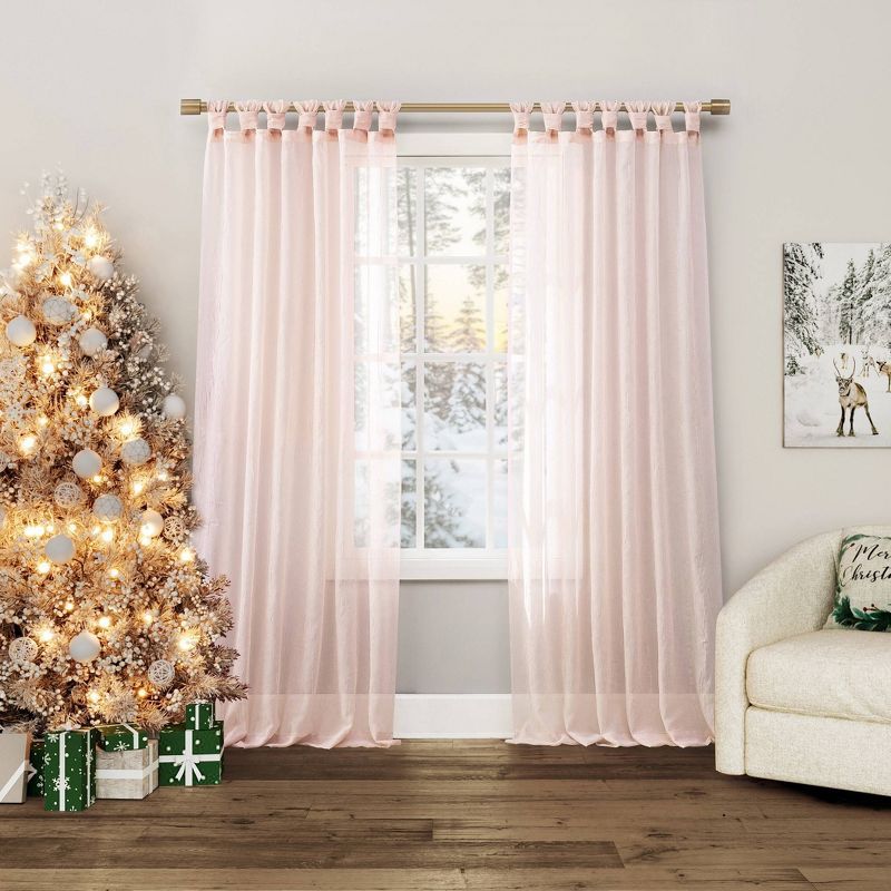 Blush Sheer Polyester Tab Top Window Panel, 51" x 63"