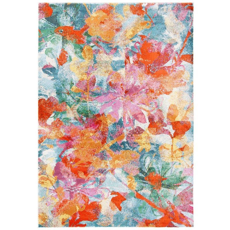 Elysian Blooms 4' x 6' Blue Floral Hand-Knotted Area Rug