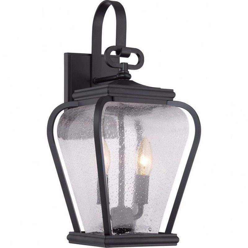 Mystic Black Seeded Glass Outdoor Wall Lantern